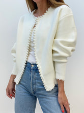 Cardigan Femme en Maille à Perles Ourlet Effiloché