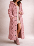 Cardigan long oversize femme maille torsadée - Rose