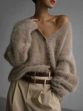 Cardigan maille côtelé boutonné - Kaki