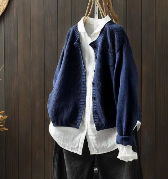 Cardigan oversize femme gilet long à poches en maille