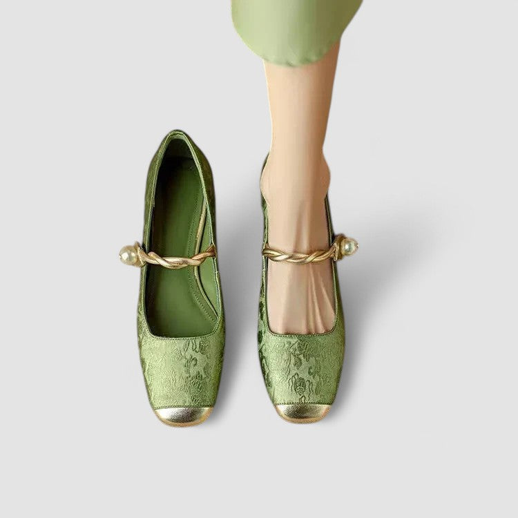 Chaussures Mary Jane Orthopédiques Femme Talon Bloc Bride - Vert