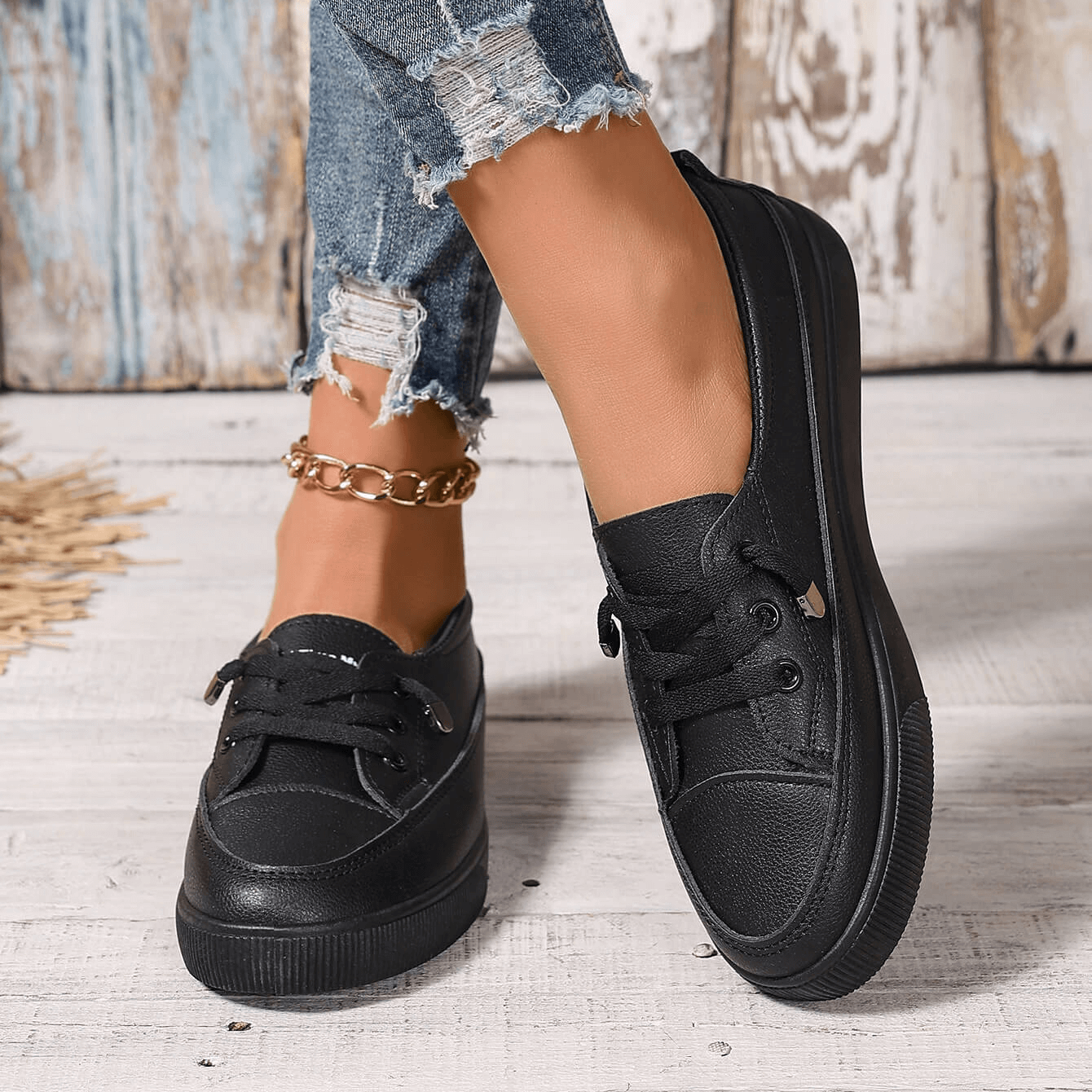 Chaussures Orthopédiques Femme en Cuir à Lacets