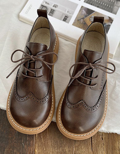 Chaussures Oxford Femme Bout Carré Large Détails Brogue