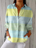 Chemise à Carreaux Femme Manches Longues Col Boutonné