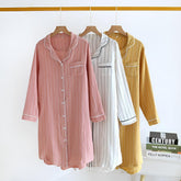 Chemise de nuit en coton rayée ample pour femme