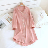 Chemise de nuit en coton rayée ample pour femme