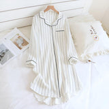 Chemise de nuit en coton rayée ample pour femme