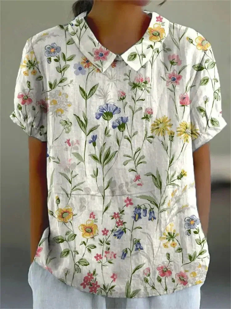 Chemise fleurie femme coupe ample légère respirante décontractée été
