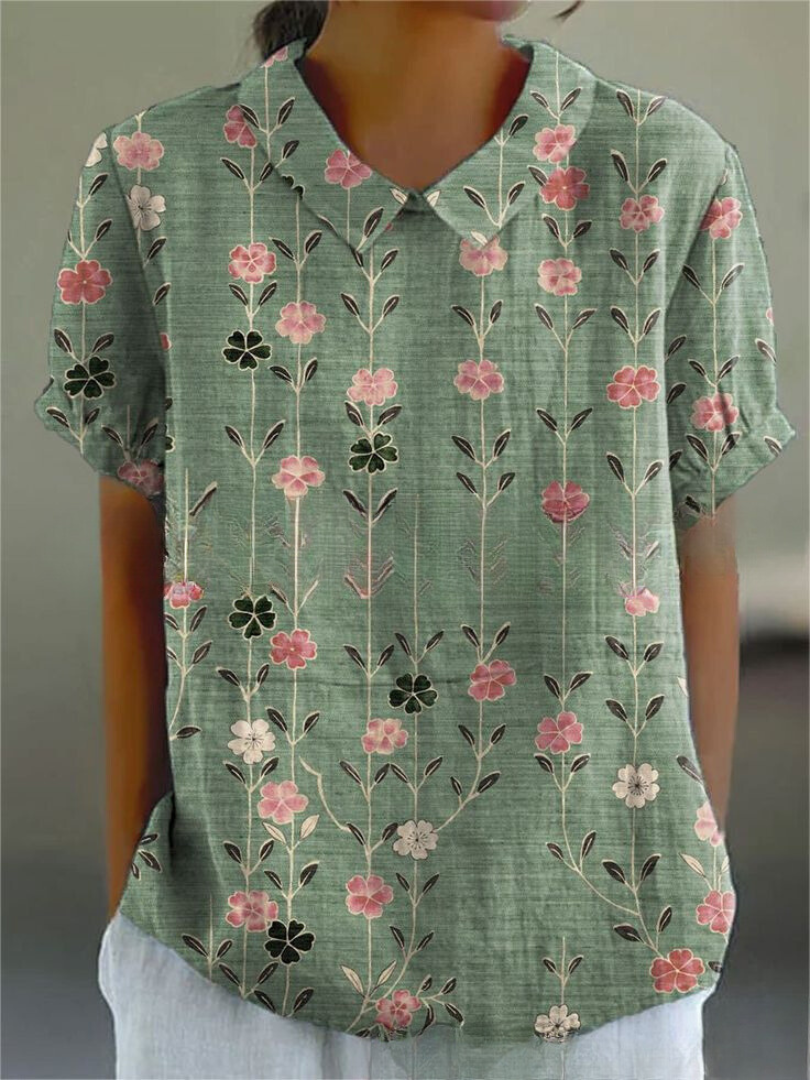 Chemise fleurie femme coupe ample légère respirante décontractée été