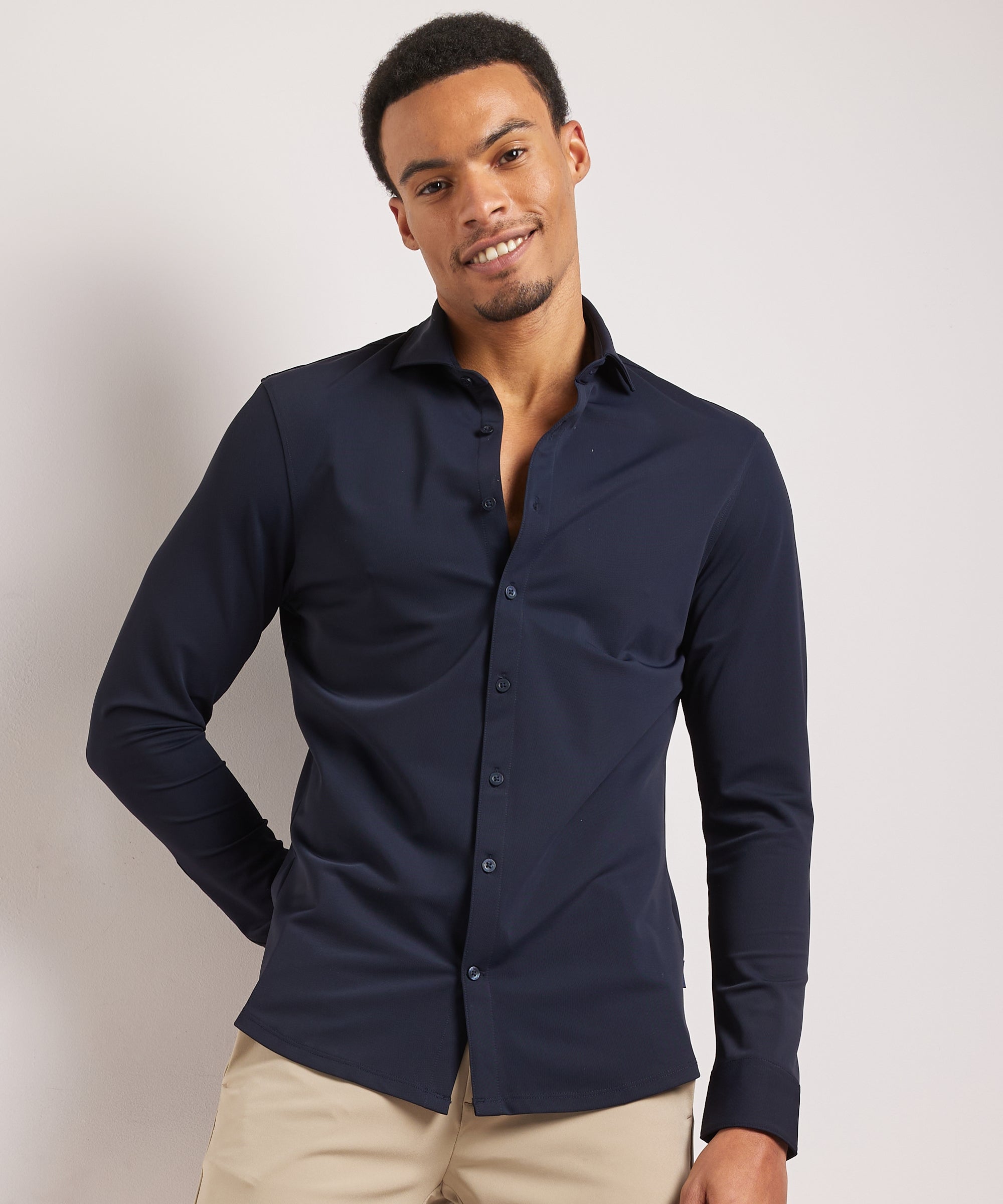 Chemise homme stretch regular fit manches longues smart casual