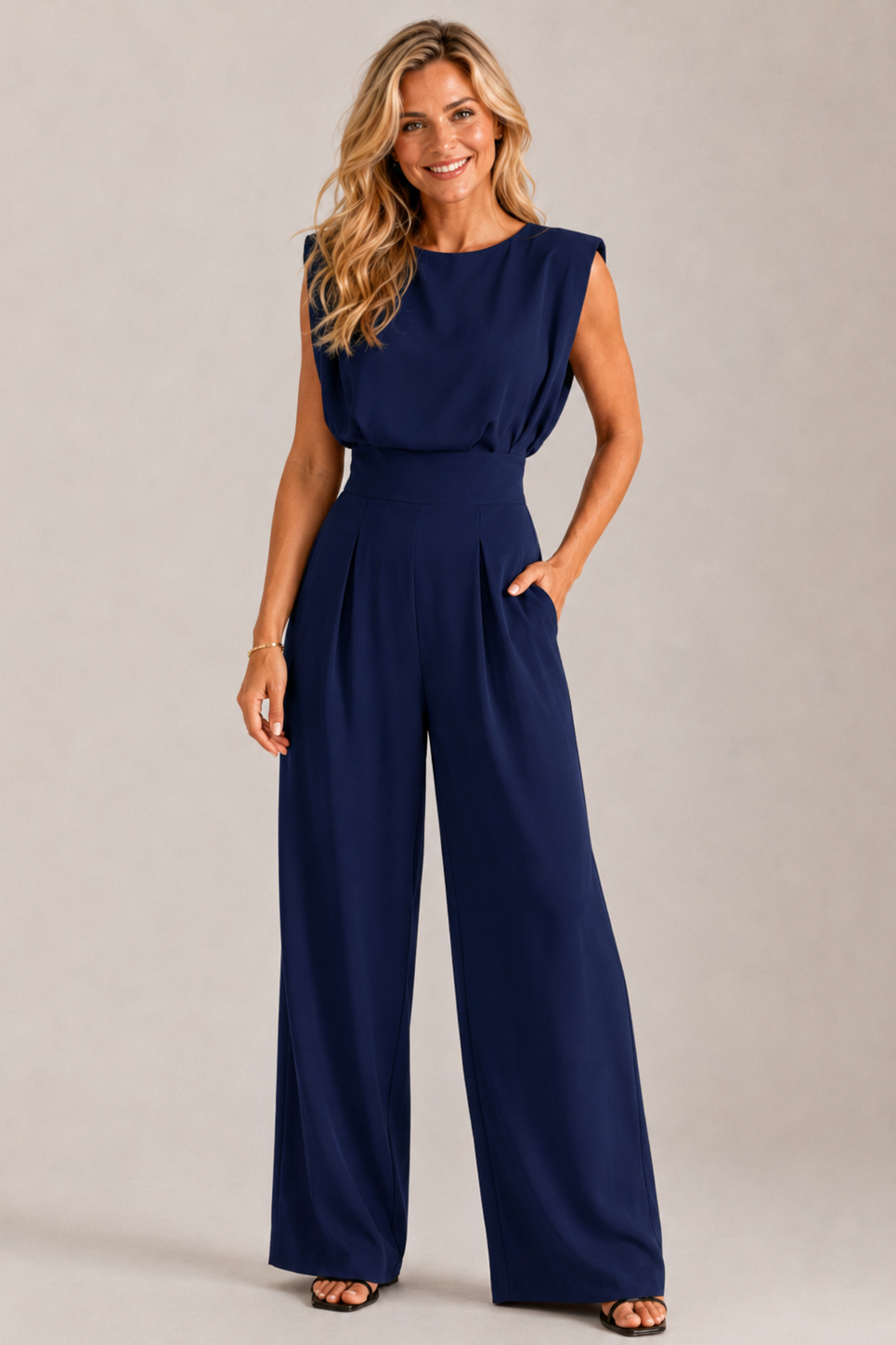 Combinaison sans manches femme taille haute jambes droites