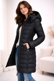Doudoune à capuche femme zippée - Noir
