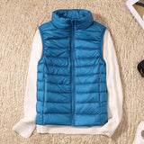 Doudoune sans manche femme plissée duvet léger - Bleu ciel