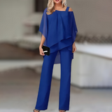 Ensemble Deux Pièces Femme Fluide Respirant Été - Bleu