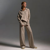 Ensemble Pantalon Large et Pull Polo Oversize Femme