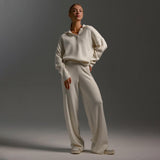 Ensemble Pantalon Large et Pull Polo Oversize Femme