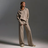 Ensemble Pantalon Large et Pull Polo Oversize Femme
