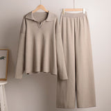 Ensemble Pantalon Large et Pull Polo Oversize Femme