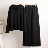 Ensemble Pantalon Large et Pull Polo Oversize Femme