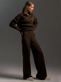 Ensemble Pantalon Large et Pull Polo Oversize Femme