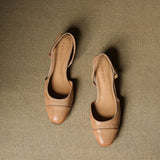 Escarpins slingback femme en cuir véritable bout amande