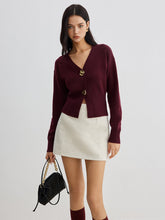 Gilet court en maille boutons métalliques femme - Rouge