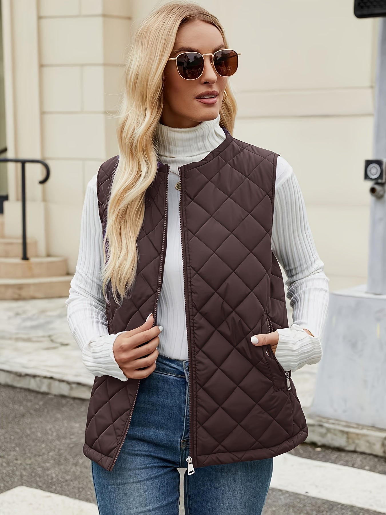 Gilet matelassé sans manches femme coupe ajustée
