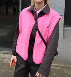 Gilet sans manches boutonné en laine femme