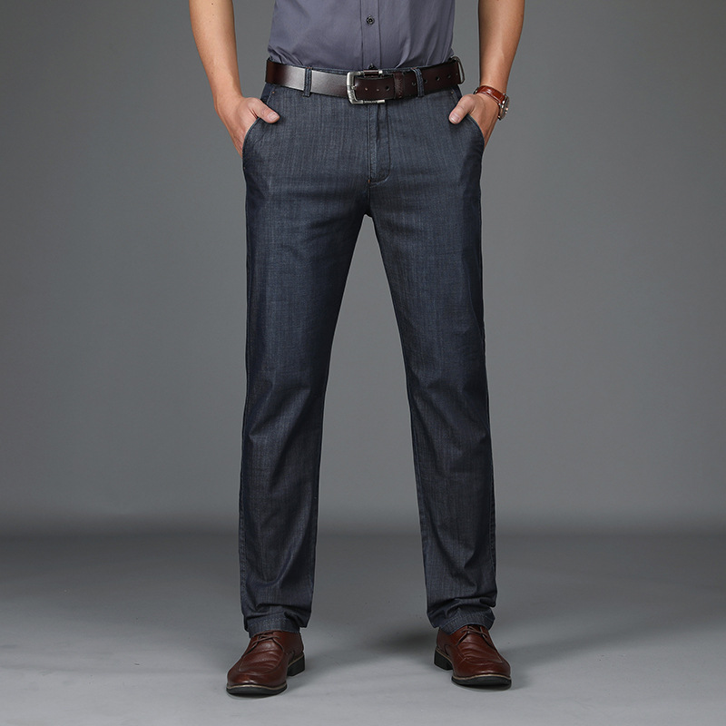 Jean droit homme denim extensible taille semi-haute - Noir