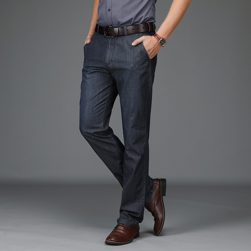 Jean droit homme denim extensible taille semi-haute