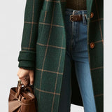 Manteau à Carreaux Coupe Ajustée Col Structuré Femme