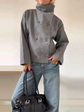 Manteau caban en laine femme col montant boutonné
