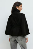 Manteau Cape Femme Col Haut Ceinture à Nœud