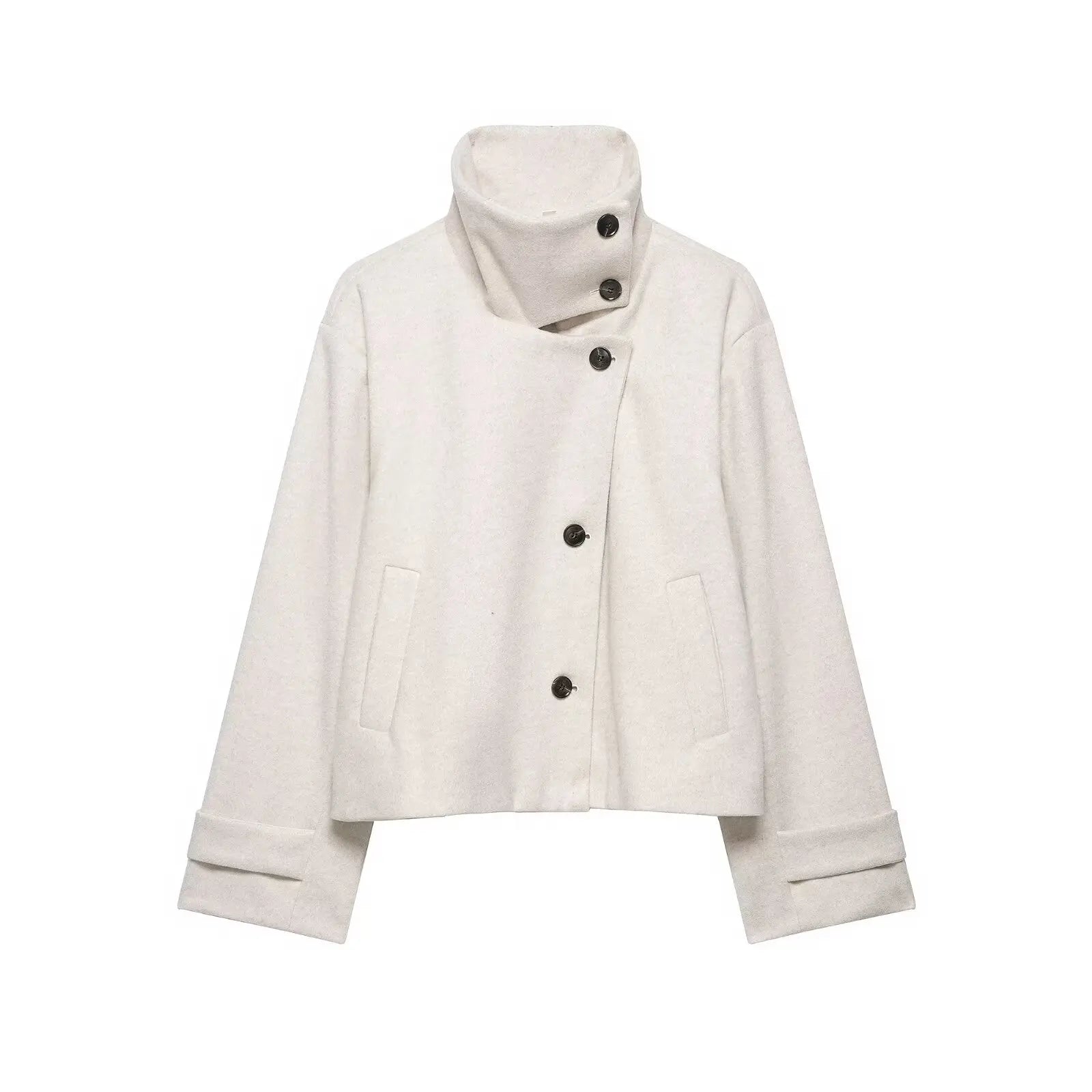 Manteau col montant femme en laine