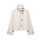 Manteau col montant femme en laine