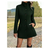 Manteau col montant femme en laine, coupe ajustée