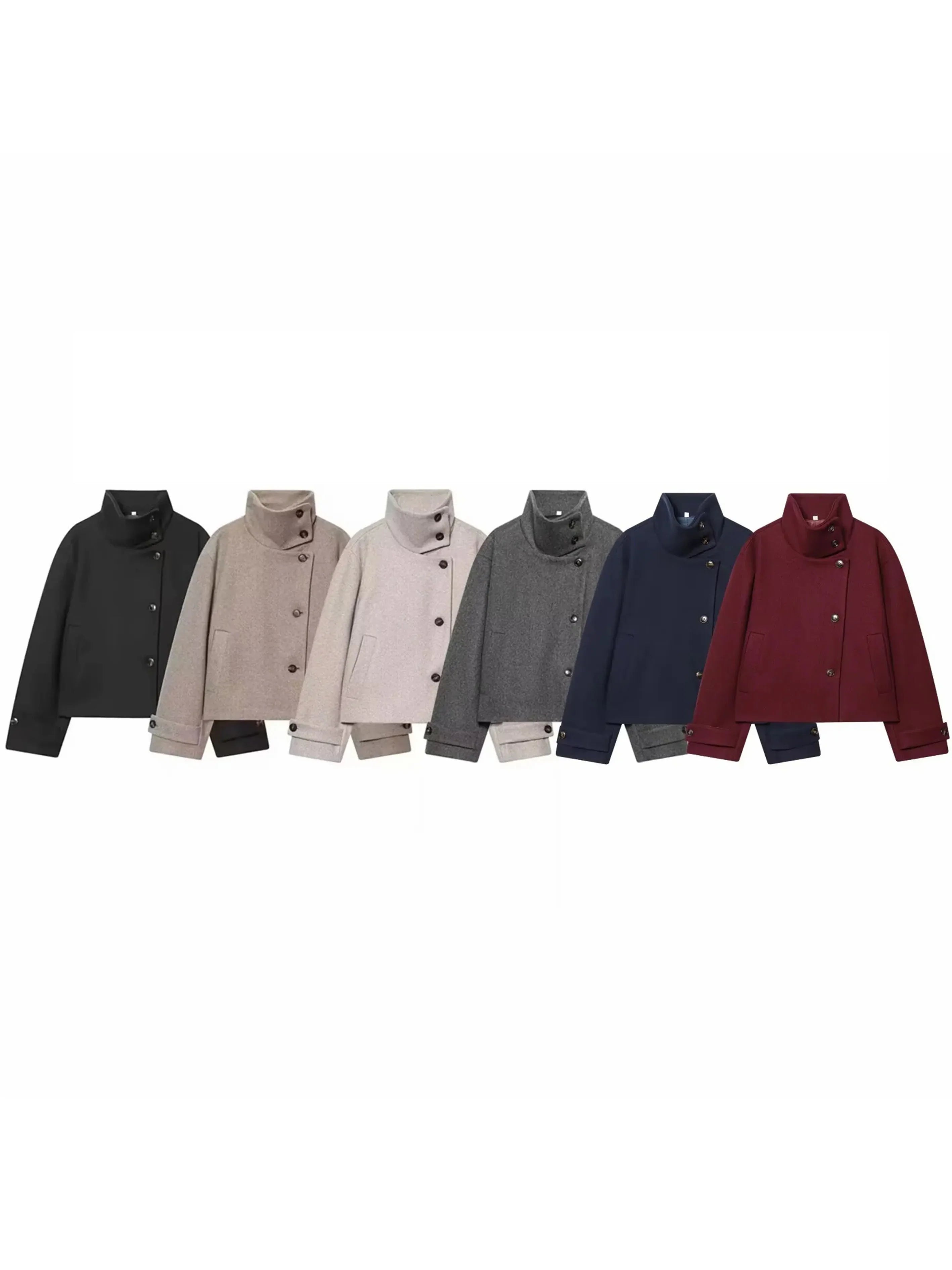 Manteau col montant femme en laine