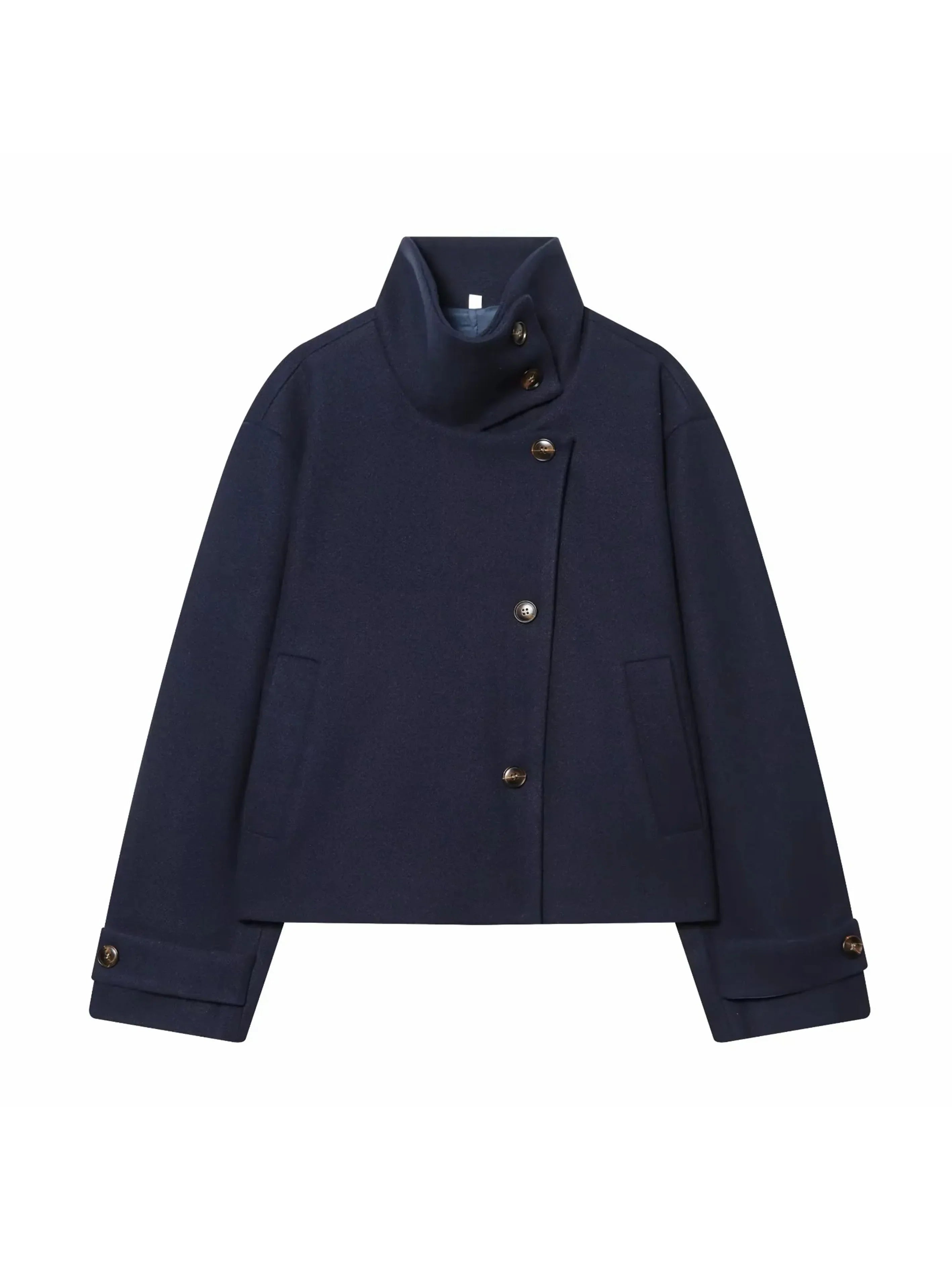 Manteau col montant femme en laine