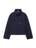 Manteau col montant femme en laine