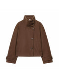 Manteau col montant femme en laine