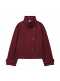 Manteau col montant femme en laine