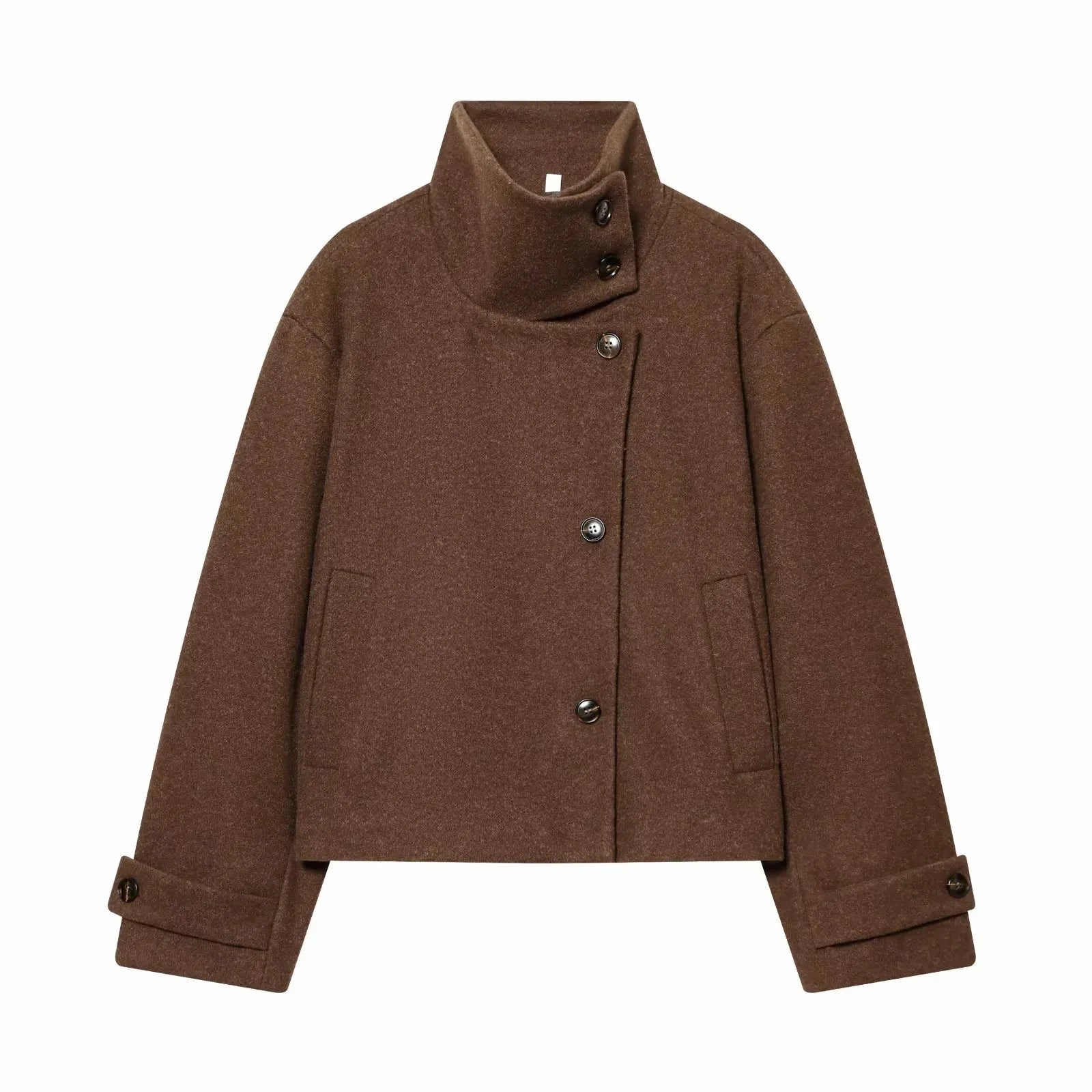 Manteau col montant femme en laine