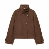 Manteau col montant femme en laine