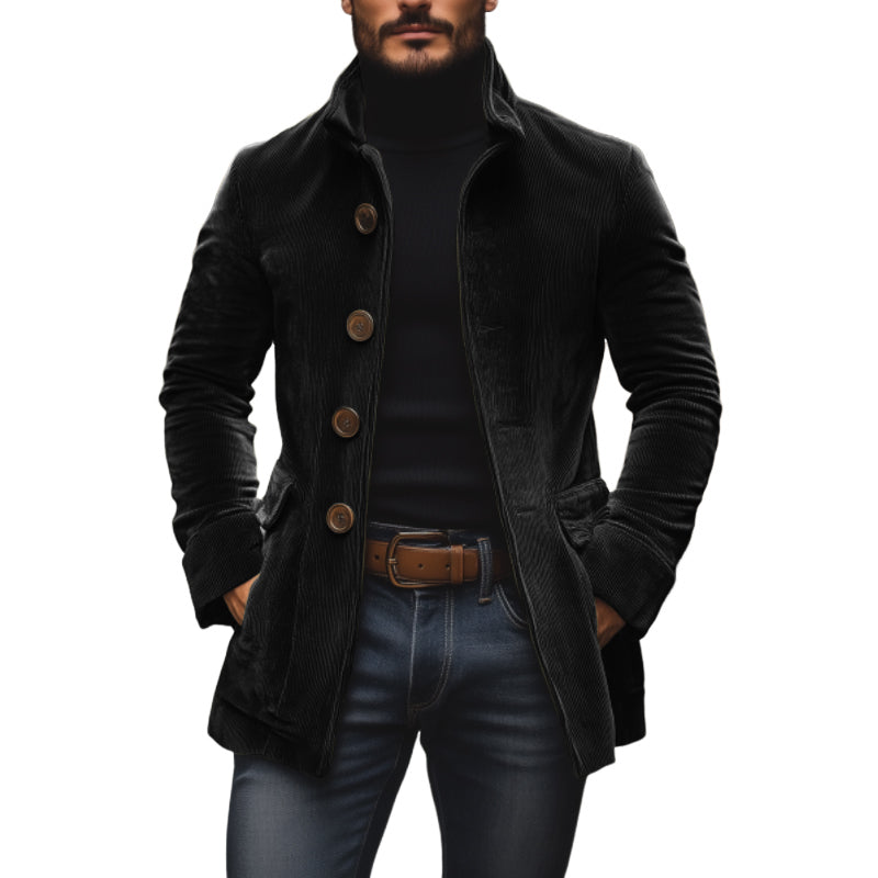 Manteau court col montant homme en velours côtelé