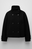 Manteau court femme double boutonnage coupe ajustée