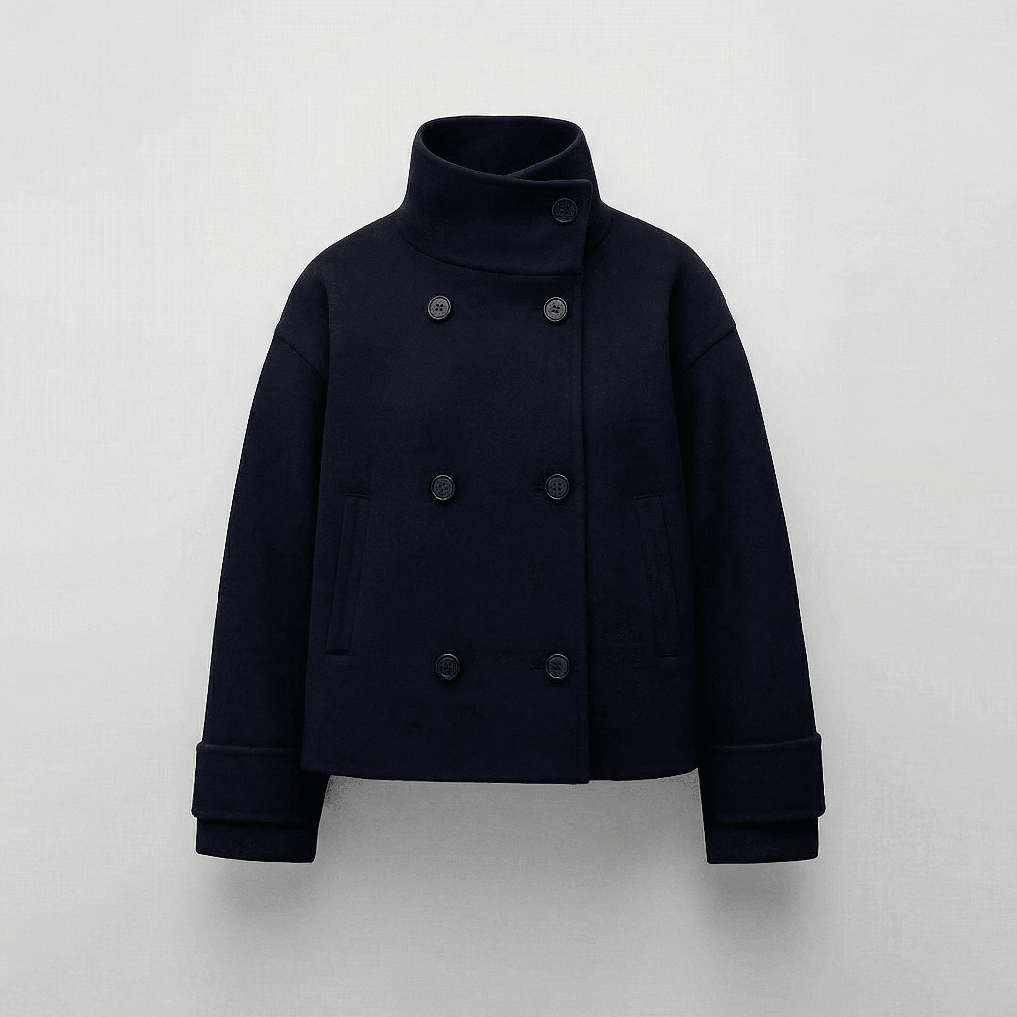 Manteau court femme double boutonnage coupe ajustée