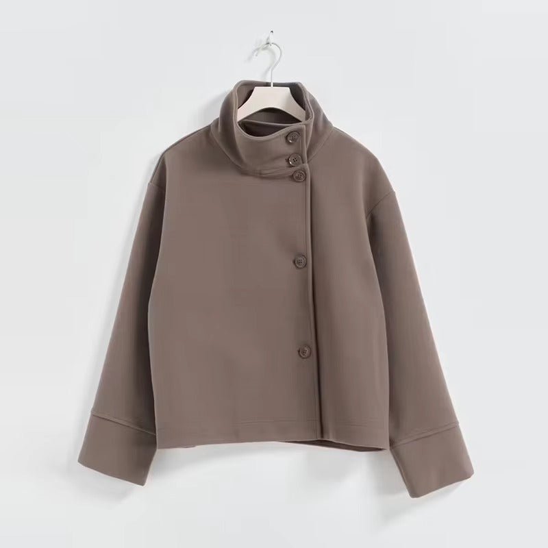 Manteau court femme double boutonnage coupe ajustée