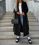 Manteau Croisé Épais Femme Col Revers
