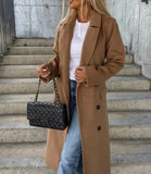 Manteau Croisé Épais Femme Col Revers