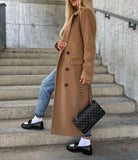 Manteau Croisé Épais Femme Col Revers